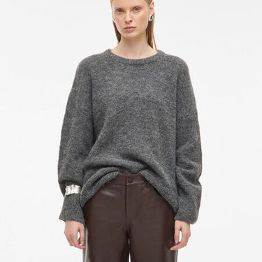 ROUGE EDIT ROUHAVEN LS OVERSIZED O - NECK KNIT Dark Grey Melange - KYOTO - ROUGE EDIT