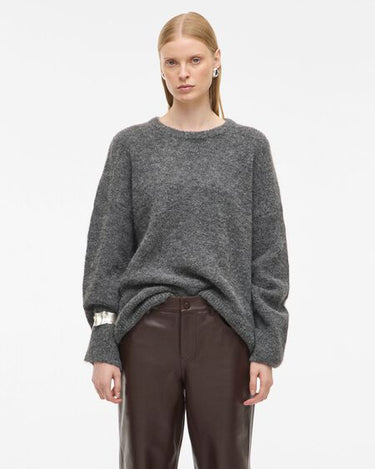 ROUGE EDIT ROUHAVEN LS OVERSIZED O - NECK KNIT Dark Grey Melange - KYOTO - ROUGE EDIT