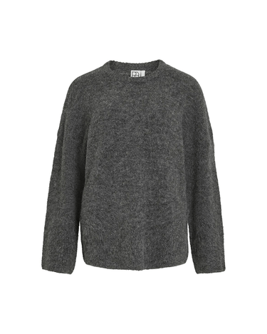 ROUGE EDIT ROUHAVEN LS OVERSIZED O - NECK KNIT Dark Grey Melange - KYOTO - ROUGE EDIT