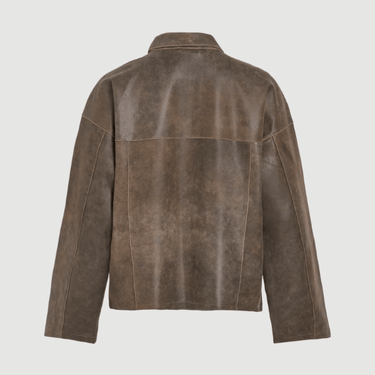 ROUGE EDIT ROUNILA LS LEATHER OVERSHIRT Petrified Oak - KYOTO - ROUGE EDIT