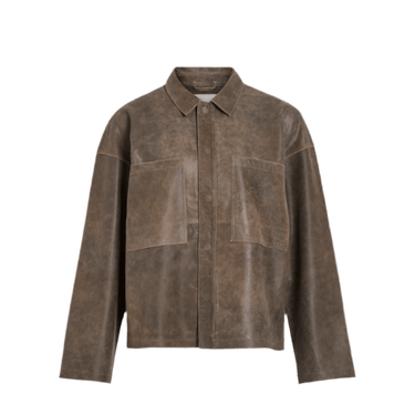 ROUGE EDIT ROUNILA LS LEATHER OVERSHIRT Petrified Oak - KYOTO - ROUGE EDIT
