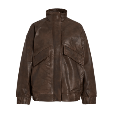 ROUGE EDIT ROUSIMONE LS oversized LEATHER jacket Chicory Coffee - KYOTO - ROUGE EDIT