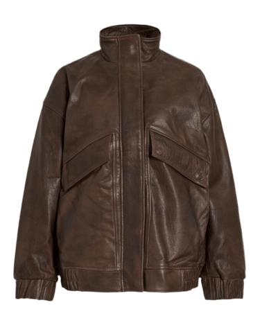 ROUGE EDIT ROUSIMONE LS oversized LEATHER jacket Chicory Coffee - KYOTO - ROUGE EDIT