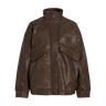 ROUGE EDIT ROUSIMONE LS oversized LEATHER jacket Chicory Coffee - KYOTO - ROUGE EDIT