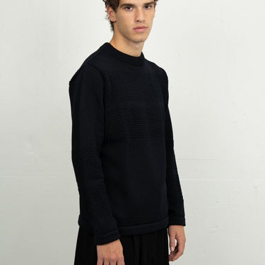 S. N. S. HERNING FISHERMAN - III crew neck Navy Blue - KYOTO - S. N. S. HERNING