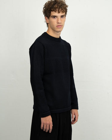 S. N. S. HERNING FISHERMAN - III crew neck Navy Blue - KYOTO - S. N. S. HERNING