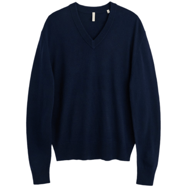 Sunflower MOON MERINO V NECK NAVY striktrøje - KYOTO - Sunflower