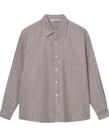 vous décidez FLAT SHIRT BROWN/CREAM STRIPE - KYOTO - vous décidez