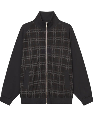 vous décidez RAG ZIP JACKET BLACK/BROWN/GREY CHECK - KYOTO - vous décidez