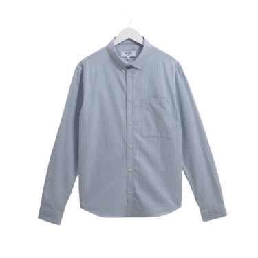 Wax London ABINGDON SHIRT PREP STRIPE BLUE - KYOTO - Wax London
