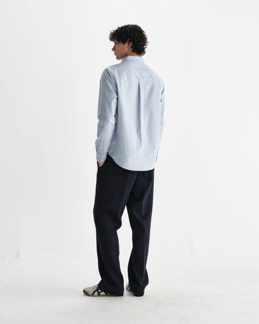 Wax London ABINGDON SHIRT PREP STRIPE BLUE - KYOTO - Wax London