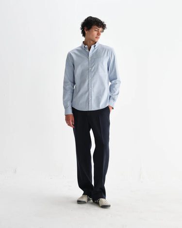 Wax London ABINGDON SHIRT PREP STRIPE BLUE - KYOTO - Wax London