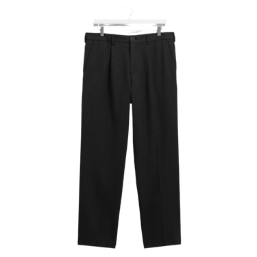 Wax London AUBYN TROUSER WOOL BLEND TWILL CHARCOAL - KYOTO - Wax London