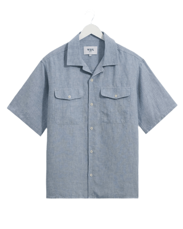 Wax London BARTLETT SS SHIRT TWO TONE LINEN BLUE - KYOTO - Wax London