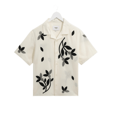 Wax London DIDCOT SS SHIRT BLOOM APPLIQUE ECRU / BLACK - KYOTO - Wax London