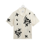 Wax London DIDCOT SS SHIRT BLOOM APPLIQUE ECRU / BLACK - KYOTO - Wax London