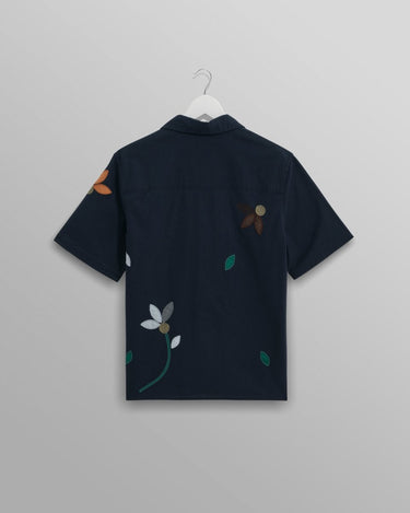 Wax London DIDCOT SS SHIRT BLOOM APPLIQUE NAVY / MULTI - KYOTO - Wax London
