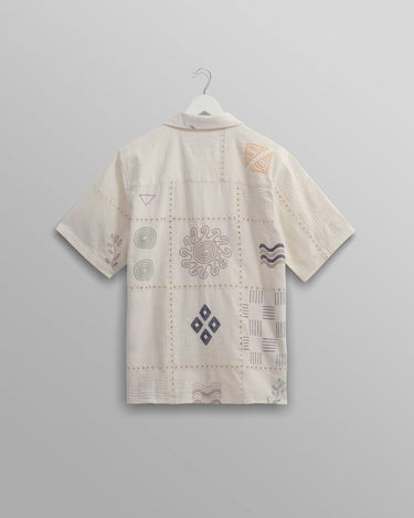 Wax London DIDCOT SS SHIRT DOODLE EMBROIDERY ECRU / MULTI - KYOTO - Wax London