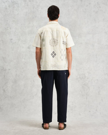 Wax London DIDCOT SS SHIRT DOODLE EMBROIDERY ECRU / MULTI - KYOTO - Wax London