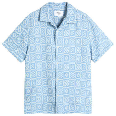 Wax London DIDCOT SS SHIRT GEO DOBBY BLUE - KYOTO - Wax London