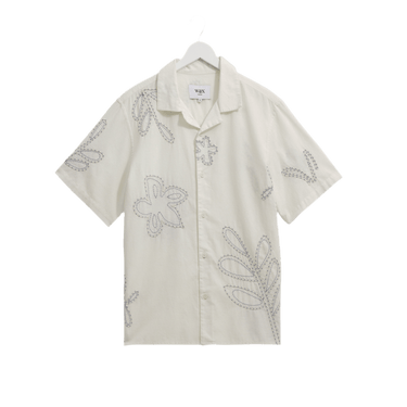 Wax London DIDCOT SS SHIRT OVERSIZED FLORAL ECRU / PALE BLUE - KYOTO - Wax London