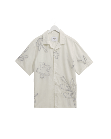 Wax London DIDCOT SS SHIRT OVERSIZED FLORAL ECRU / PALE BLUE - KYOTO - Wax London