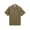 Wax London DIDCOT SS SHIRT W. PKT SLUB STRIPE KHAKI - KYOTO - Wax London