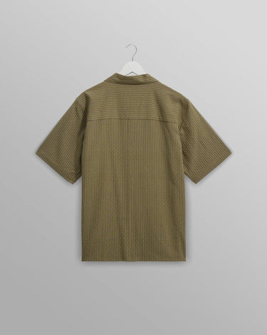 Wax London DIDCOT SS SHIRT W. PKT SLUB STRIPE KHAKI - KYOTO - Wax London