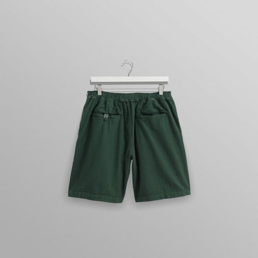 Wax London FULLER SHORT COTTON SEERSUCKER FOREST GREEN - KYOTO - Wax London