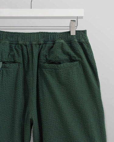 Wax London FULLER SHORT COTTON SEERSUCKER FOREST GREEN - KYOTO - Wax London