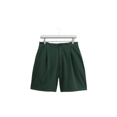 Wax London FULLER SHORT COTTON SEERSUCKER FOREST GREEN - KYOTO - Wax London