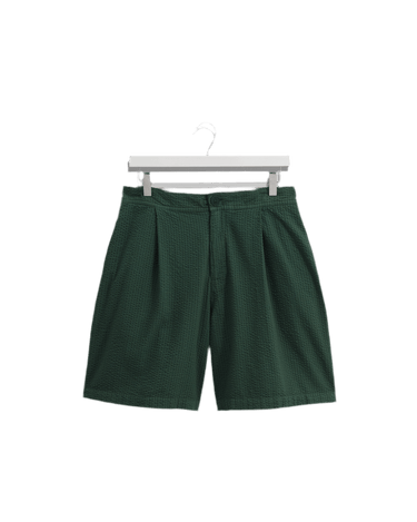 Wax London FULLER SHORT COTTON SEERSUCKER FOREST GREEN - KYOTO - Wax London