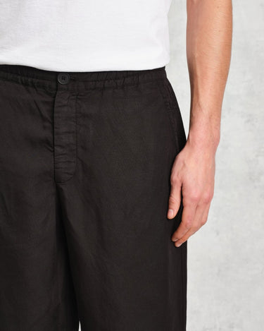 Wax London GLENCOE TROUSER SLUB WEAVE BLACK - KYOTO - Wax London
