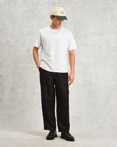 Wax London GLENCOE TROUSER SLUB WEAVE BLACK - KYOTO - Wax London