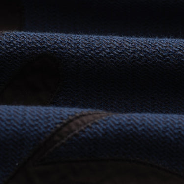 Wax London HALCOMB LS SHIRT APPLIQUE HERRINGBONE NAVY - KYOTO - Wax London