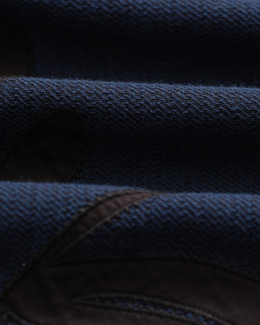 Wax London HALCOMB LS SHIRT APPLIQUE HERRINGBONE NAVY - KYOTO - Wax London