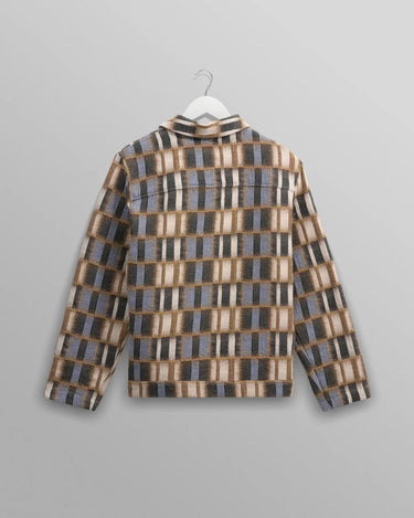 Wax London IGGY JACKET BLURRED GRID BEIGE / BLUE - KYOTO - Wax London