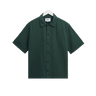 Wax London KEATS SS SHIRT COTTON SEERSUCKER FOREST GREEN - KYOTO - Wax London