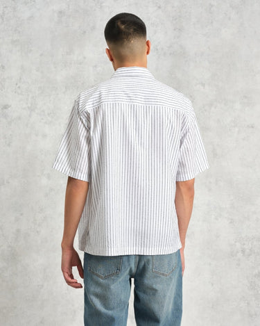 Wax London KEW SS SHIRT BOUCLE STRIPE WHITE - KYOTO - Wax London