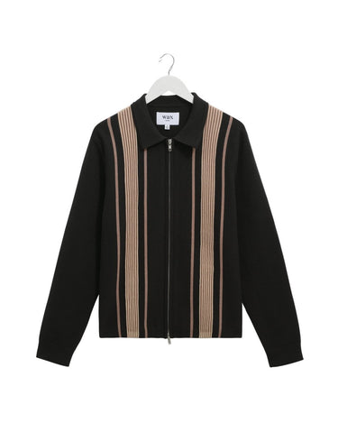 Wax London LENNOX POLO MILANO MULTI STRIPE BLACK / BEIGE - KYOTO - Wax London