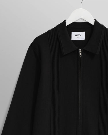 Wax London LENNOX ZIP POLO MILANO RIPPLE STRIPE BLACK - KYOTO - Wax London