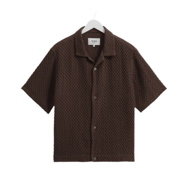 Wax London LIDO SS SHIRT BOX DOBBY BROWN - KYOTO - Wax London