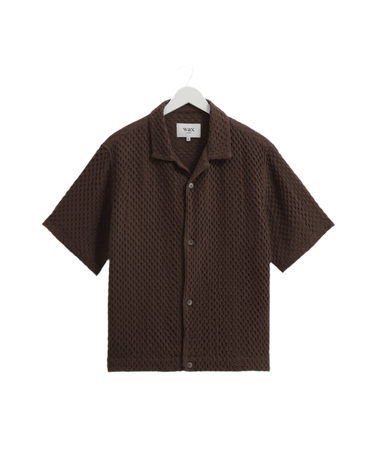 Wax London LIDO SS SHIRT BOX DOBBY BROWN - KYOTO - Wax London