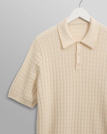 Wax London NAPLES POLO DIAMOND STRIPE ECRU - KYOTO - Wax London