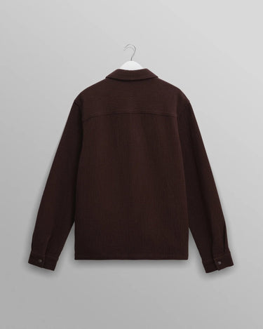 Wax London ROMER OVERSHIRT HEAVY CRINKLE COTTON DARK BROWN - KYOTO - Wax London