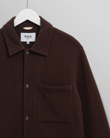 Wax London ROMER OVERSHIRT HEAVY CRINKLE COTTON DARK BROWN - KYOTO - Wax London