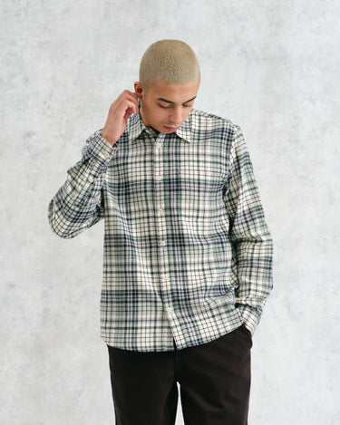 Wax London SHELLY SHIRT FLANNEL NAVY / GREEN - KYOTO - Wax London