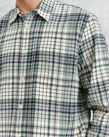 Wax London SHELLY SHIRT FLANNEL NAVY / GREEN - KYOTO - Wax London