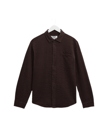 Wax London SHELLY SHIRT SEERSUCKER CORD DARK BROWN - KYOTO - Wax London