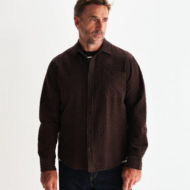 Wax London SHELLY SHIRT SEERSUCKER CORD DARK BROWN - KYOTO - Wax London